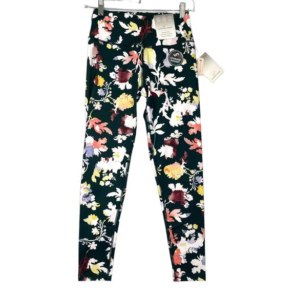 Shadow Sport Size S High Waist Legging Full Length NEW Waist Pocket Dark Floral - Picture 1 of 7